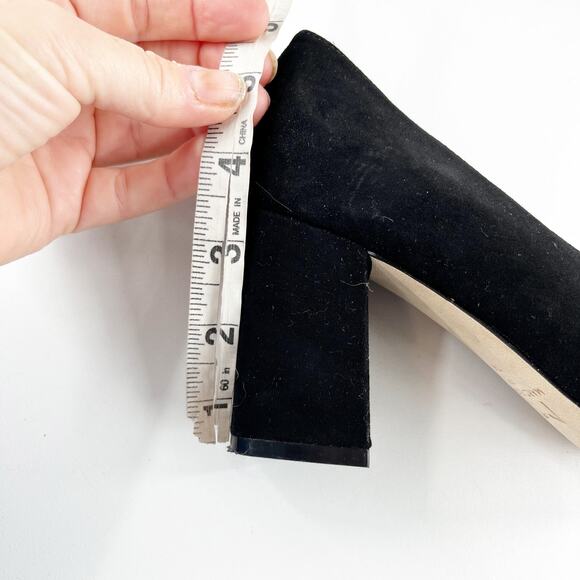 Marc Fisher Zala Pointed Toe Suede Block Heel Pumps Black 7 - Picture 9 of 9